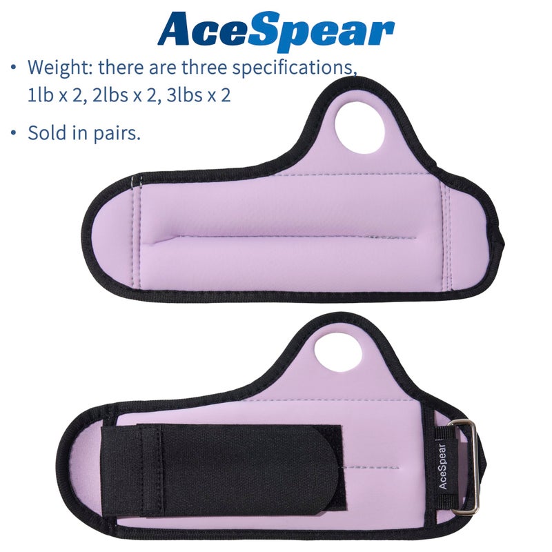 AceSpear Wrist Weights with Thumb Loops Lock for Men Women 1lb*2 2lbs*2 3lbs*2 Ankle Weights Weighted Gloves for Running Strength Training Walking Exercises (Lavender, 2 lbs x 2) - Image 2